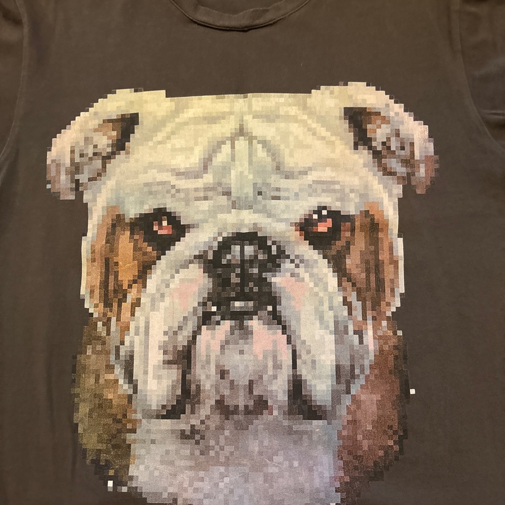 Black and White Short Sleeve Tee with Bulldog Design